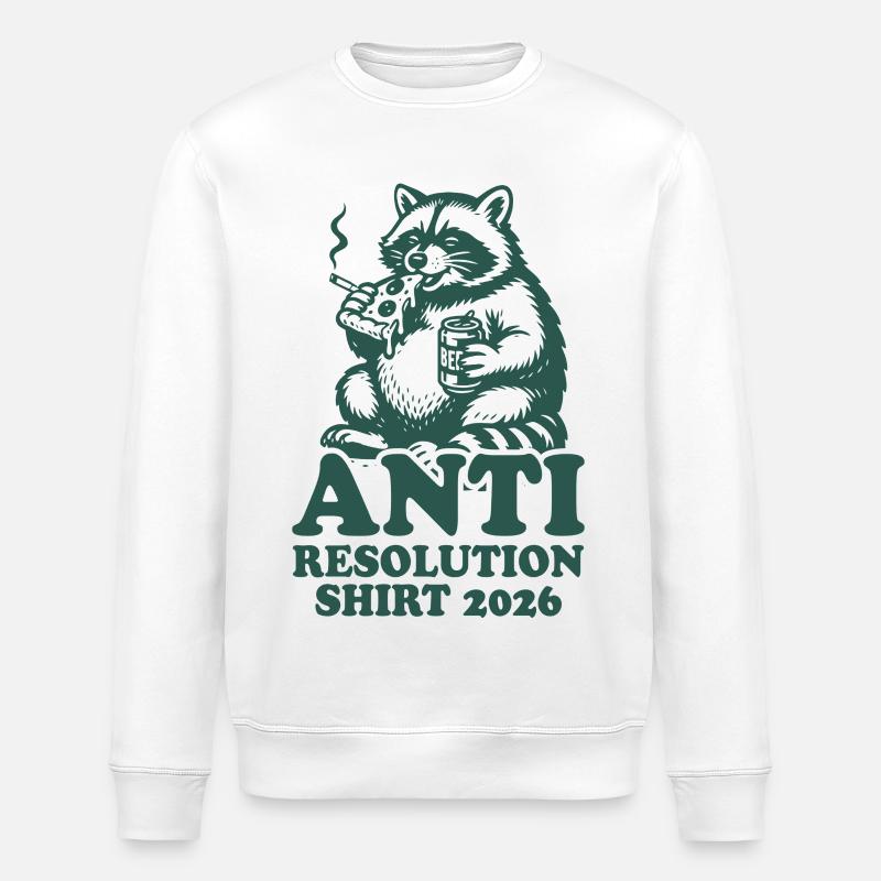 Raccoon | Résolutions anti-bonnes 2026 - Sweat bio ROLLER Stanley/Stella Unisexe - blanc