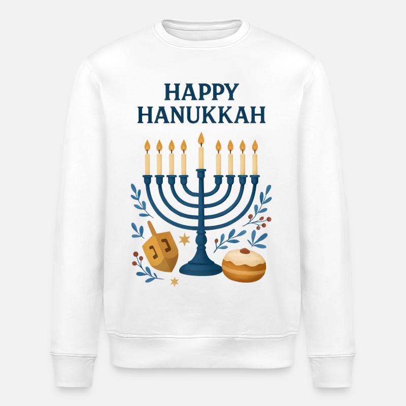 Joyeux Menorah festif de Hanoucca - Sweat bio ROLLER Stanley/Stella Unisexe - blanc