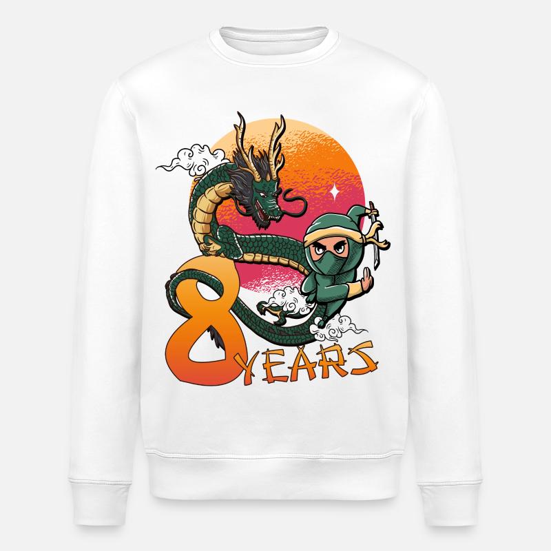 Anniversaire de Dragon Ninja 8 ans - Sweat bio ROLLER Stanley/Stella Unisexe - blanc