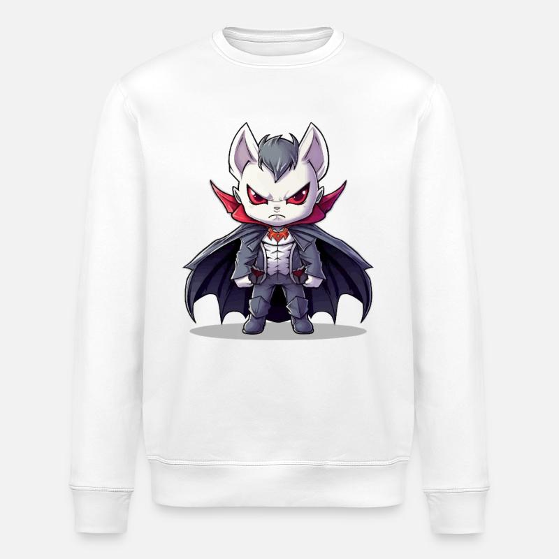 Chibi vampire in suit with cape - Stanley/Stella ROLLER Unisex Organic Sweatshirt - white