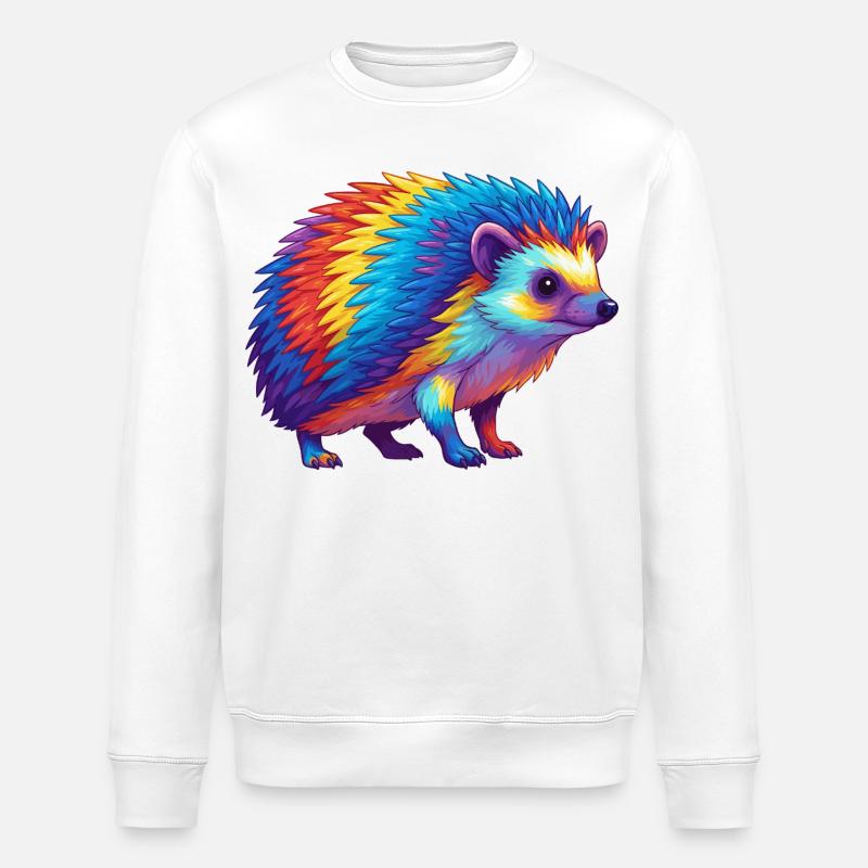 Buntes Igelregenbogen-Pop-Art-Aquarell - Stanley/Stella Unisex Bio-Sweatshirt ROLLER - Weiß