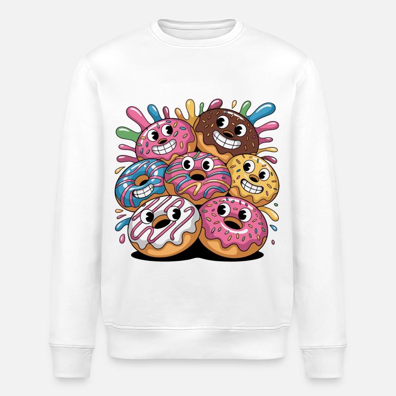 Kunterbunte Donut-Truppe - Stanley/Stella Unisex Bio-Sweatshirt ROLLER - Weiß