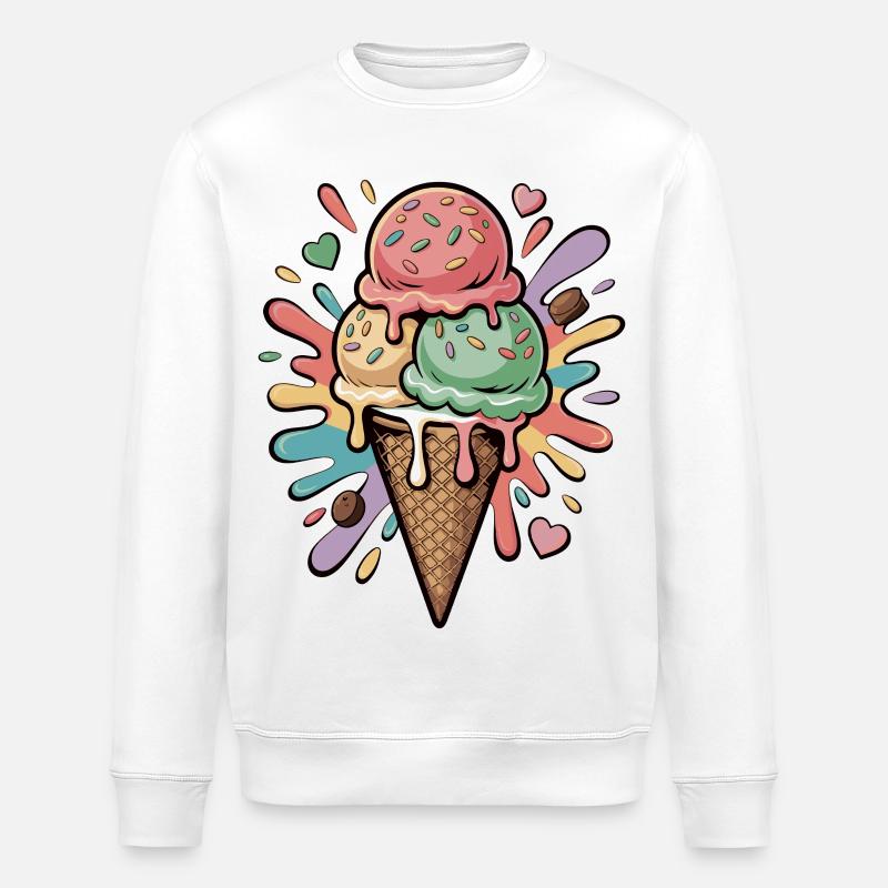 Bunte Eiscreme Explosion - Stanley/Stella Unisex Bio-Sweatshirt ROLLER - Weiß