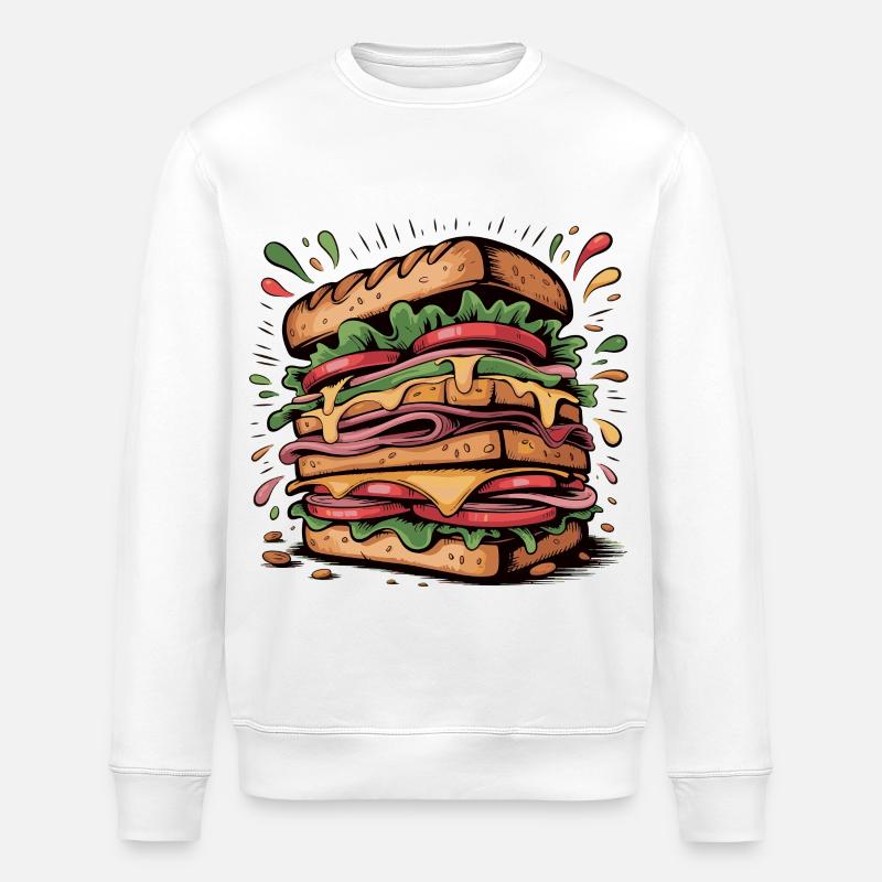 Burger Pop Art Explosion - Stanley/Stella ROLLER Unisex Organic Sweatshirt - white