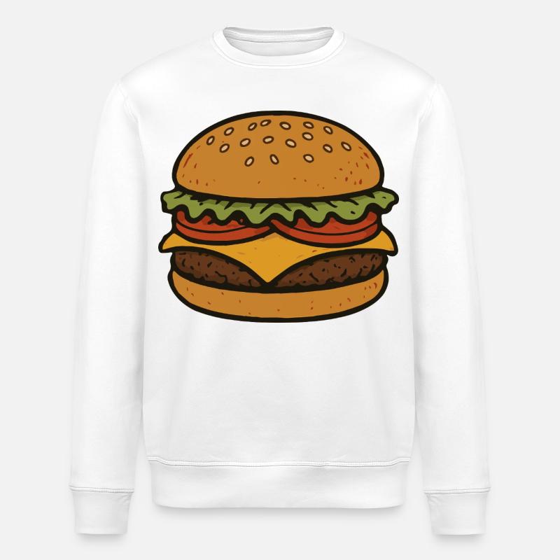 Comical hamburger - Stanley/Stella ROLLER Unisex Organic Sweatshirt - white