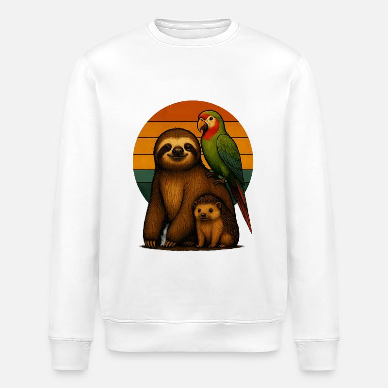 Faultier Papagei Igel - Stanley/Stella Unisex Bio-Sweatshirt ROLLER - Weiß