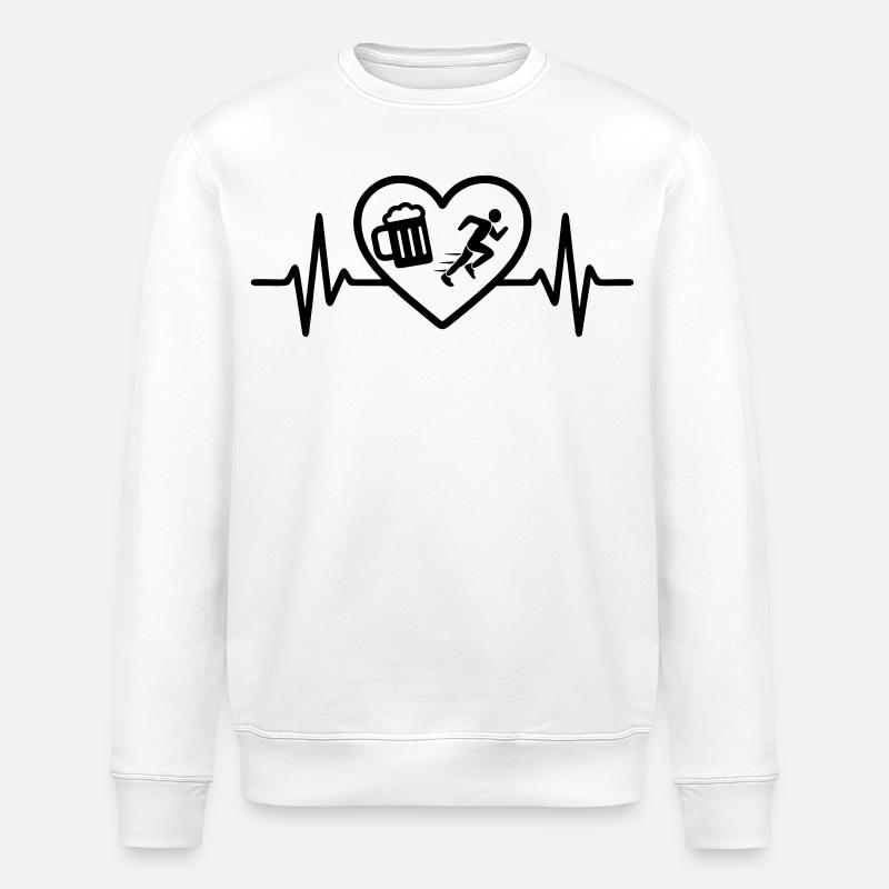 Herz Bier Laufen Humor - Stanley/Stella Unisex Bio-Sweatshirt ROLLER - Weiß