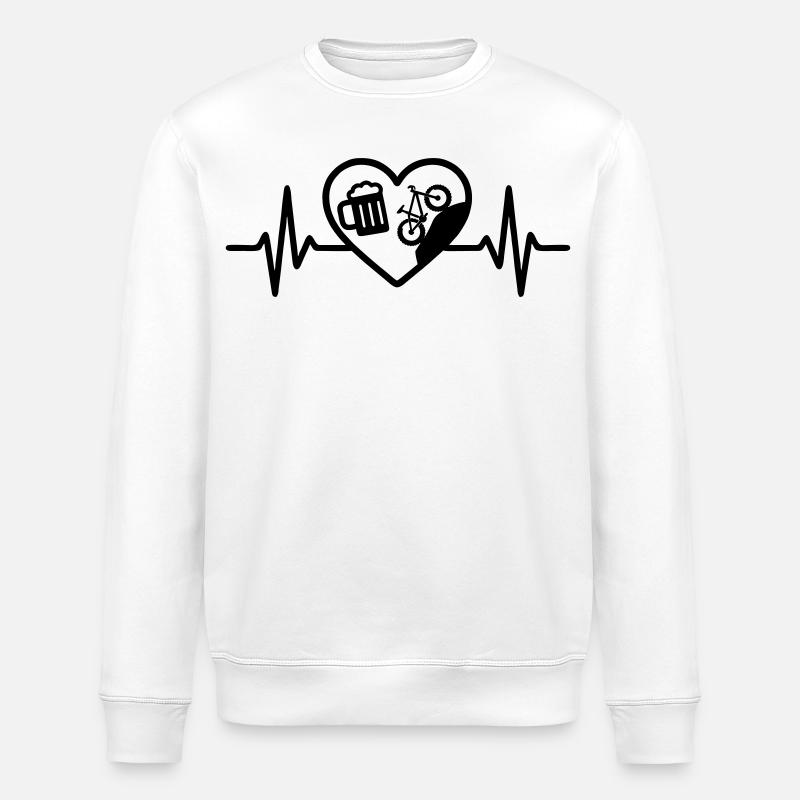 Humour de VTT Heart Beer - Sweat bio ROLLER Stanley/Stella Unisexe - blanc