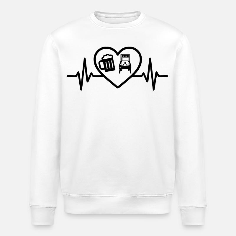 Herz Bier Flipper Humor - Stanley/Stella Unisex Bio-Sweatshirt ROLLER - Weiß