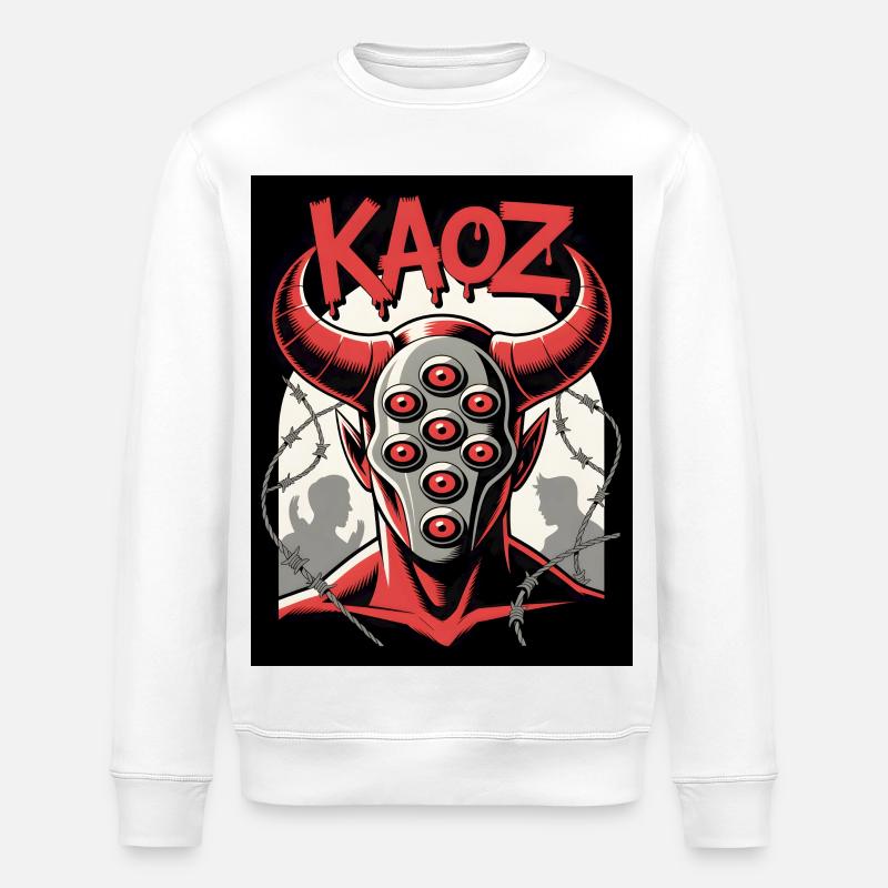 KAOZ Dämon mit Augen - Stanley/Stella Unisex Bio-Sweatshirt ROLLER - Weiß