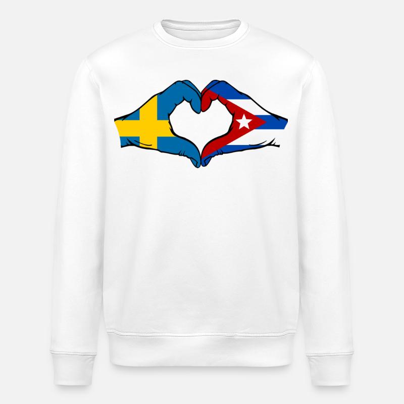 Drapeau Suède-Cuba Mains de cœur - Sweat bio ROLLER Stanley/Stella Unisexe - blanc