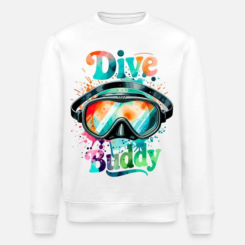 Dive Buddy Taucherbrille - Stanley/Stella Unisex Bio-Sweatshirt ROLLER - Weiß