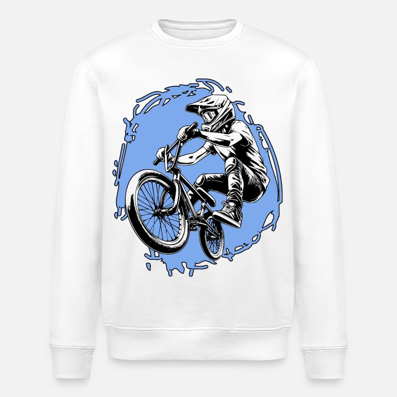 Cascade BMX Jump bleu - Sweat bio ROLLER Stanley/Stella Unisexe - blanc