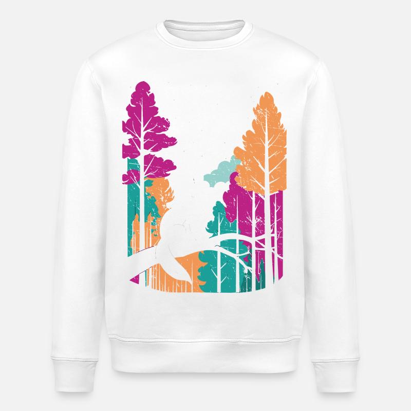 Mondwolf im farbenfrohen Waldfuchs - Stanley/Stella Unisex Bio-Sweatshirt ROLLER - Weiß