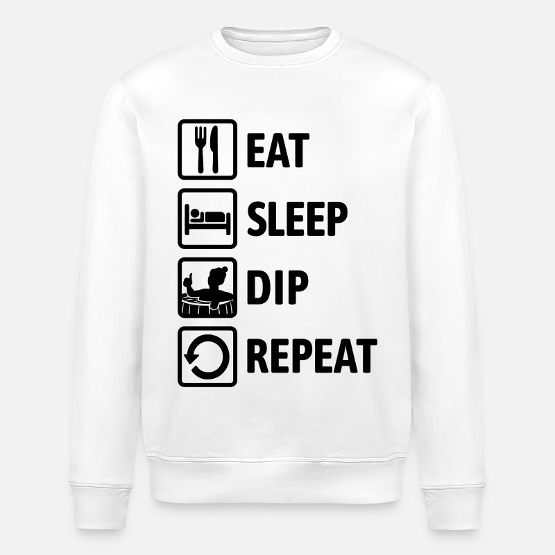Eat Sleep Dip Repeat - Eisbaden - Winterbaden - Stanley/Stella Unisex Bio-Sweatshirt ROLLER - Weiß