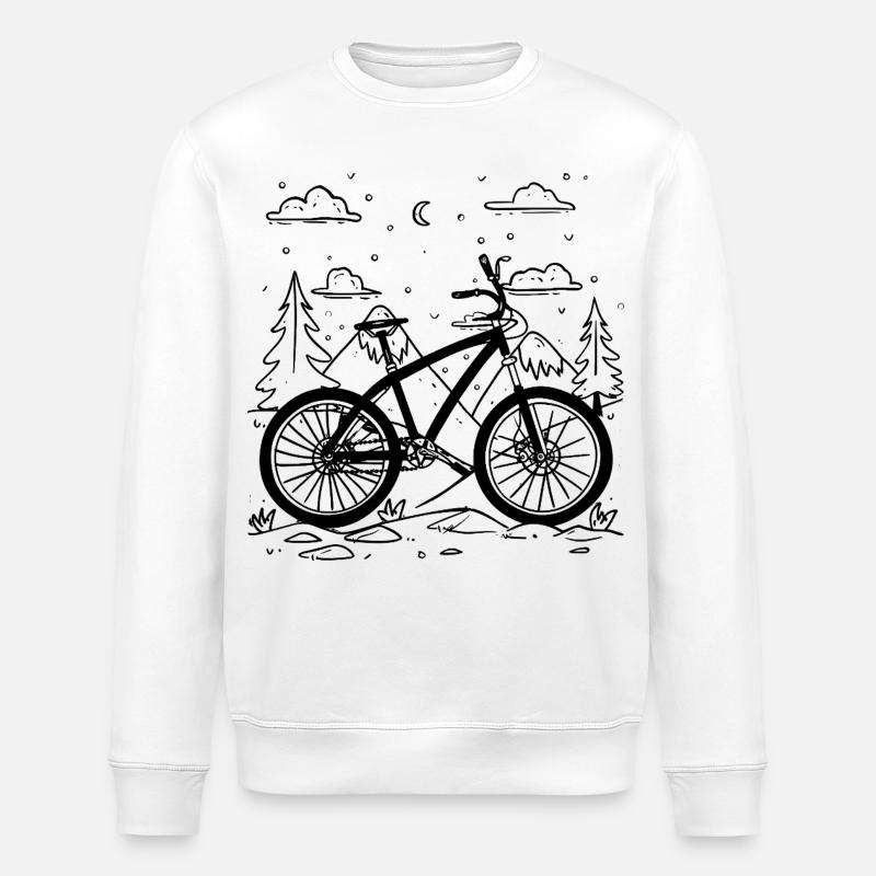 Mountainbiken Comic Stil - Stanley/Stella Unisex Bio-Sweatshirt ROLLER - Weiß