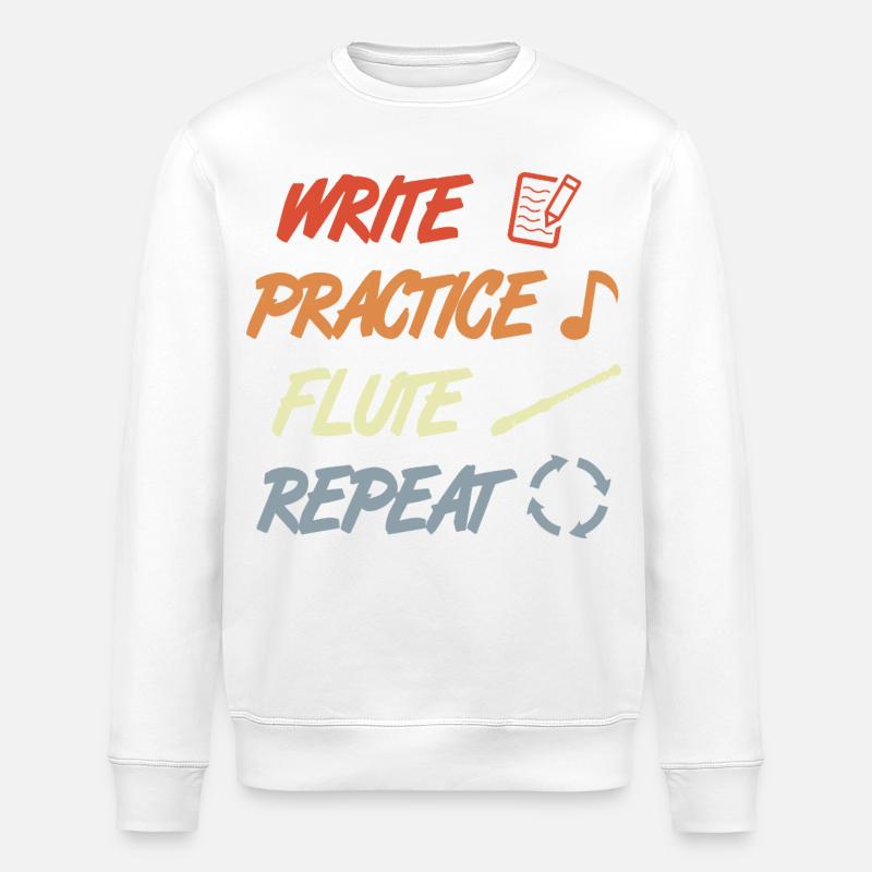 Write Practice Flute Repeat - Stanley/Stella ROLLER Unisex Organic Sweatshirt - white