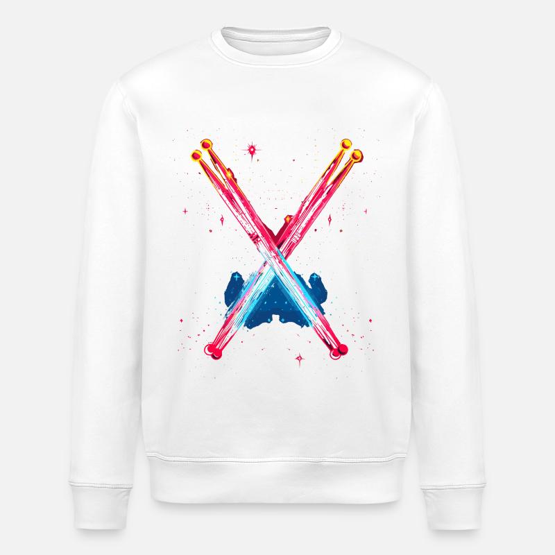 Schlagzeug Retrowave - Stanley/Stella Unisex Bio-Sweatshirt ROLLER - Weiß