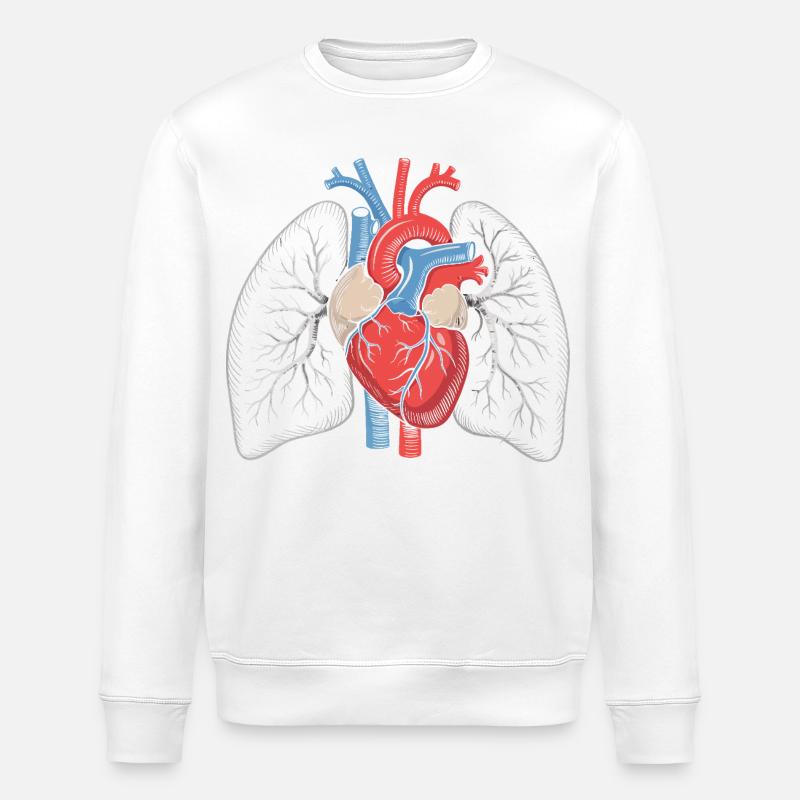 Estampe d’anatomie Cœur-Poumon - Sweat bio ROLLER Stanley/Stella Unisexe - blanc
