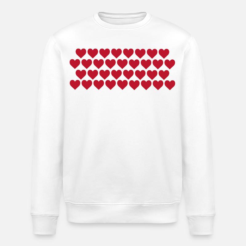 Rote Herzen - Stanley/Stella Unisex Bio-Sweatshirt ROLLER - Weiß