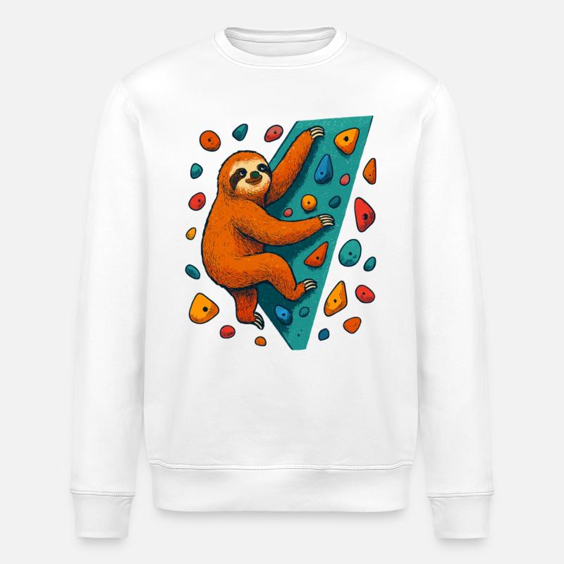 Bouldering Sloth Climbing Boulder Climber - Stanley/Stella ROLLER Unisex Organic Sweatshirt - white