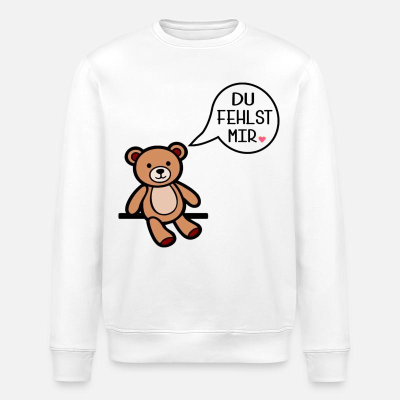 Du fehlst mir - Bär - Stanley/Stella Unisex Bio-Sweatshirt ROLLER - Weiß