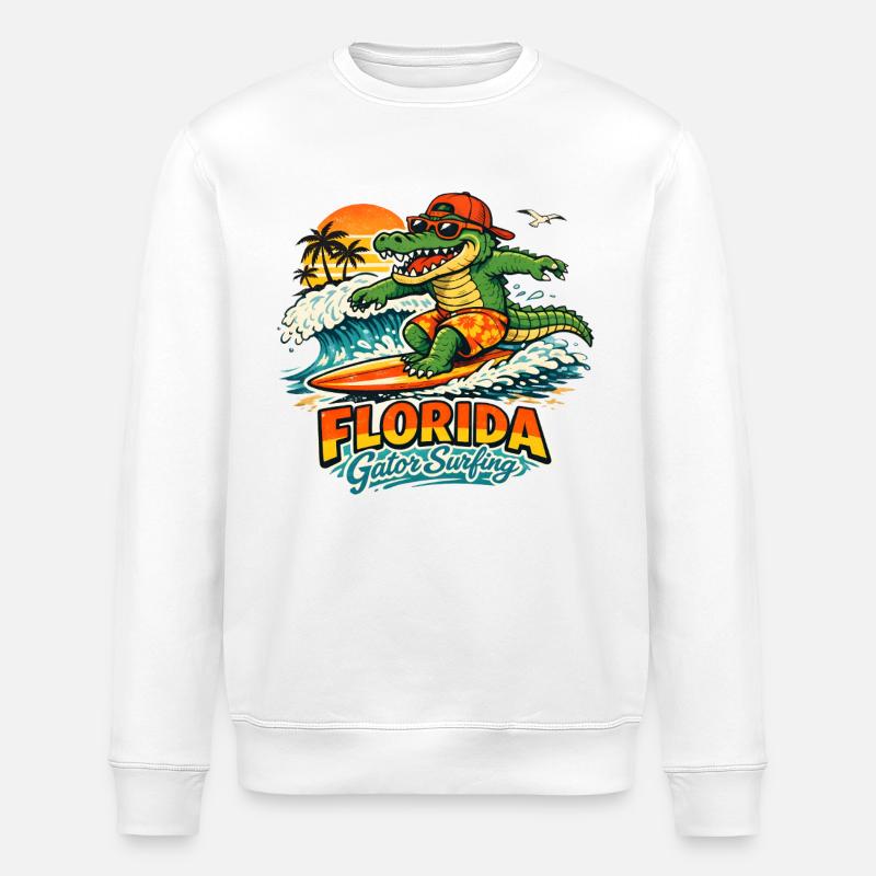 Surfender Alligator in Florida - Stanley/Stella Unisex Bio-Sweatshirt ROLLER - Weiß