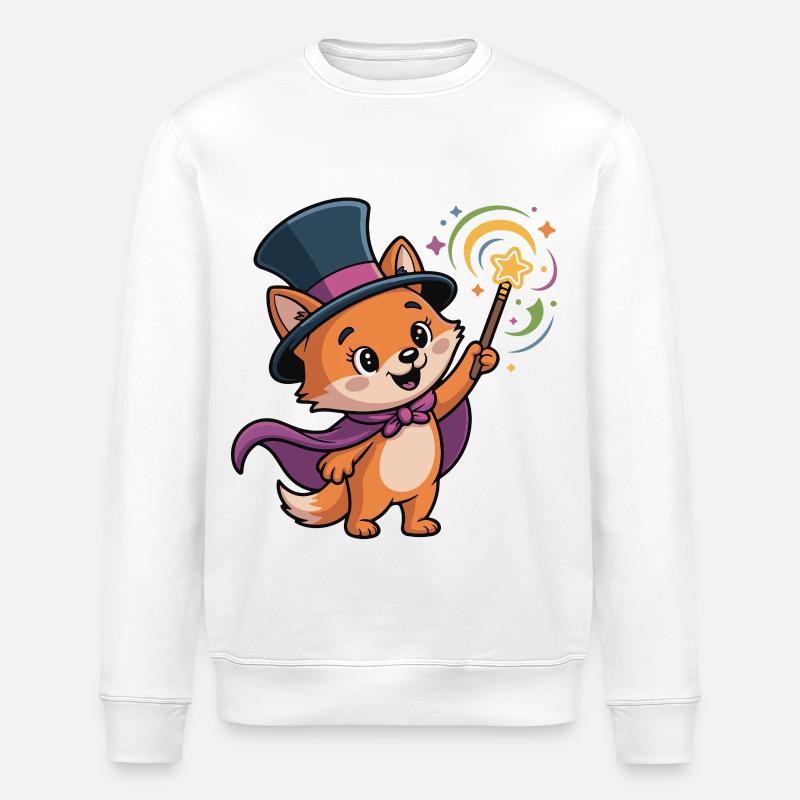 Magic Fox with Star Staff - Stanley/Stella ROLLER Unisex Organic Sweatshirt - white