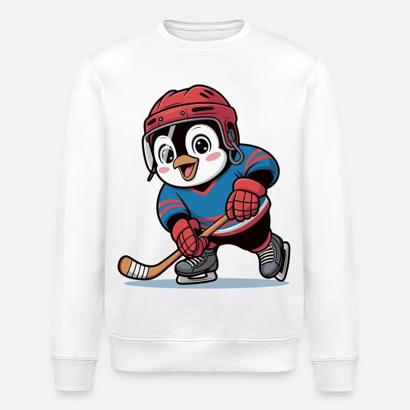 Pinguin Eishockeyheld - Stanley/Stella Unisex Bio-Sweatshirt ROLLER - Weiß