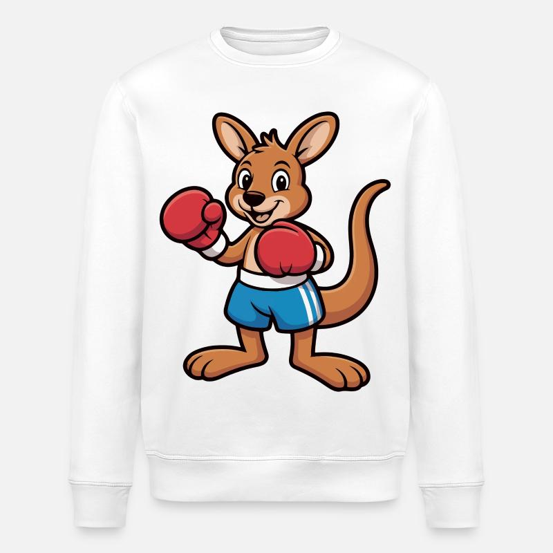 Känguru Boxer Cartoon – Ringkämpfer - Stanley/Stella Unisex Bio-Sweatshirt ROLLER - Weiß