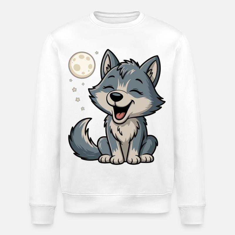 Moonlight Wolf Cuddle - Stanley/Stella ROLLER Unisex Organic Sweatshirt - white