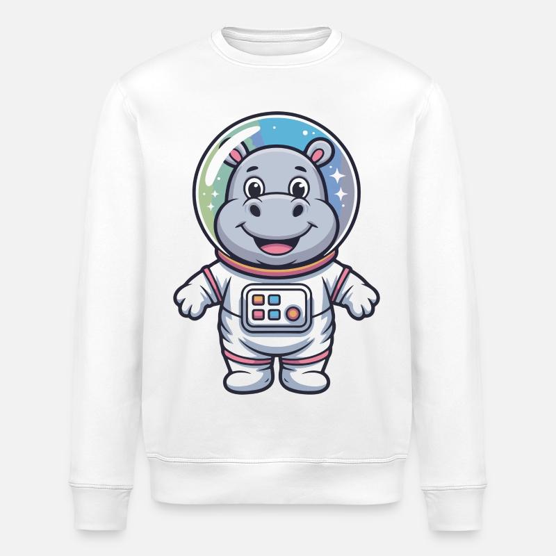 Hippo Astronaut Weltraum-Abenteuer - Stanley/Stella Unisex Bio-Sweatshirt ROLLER - Weiß