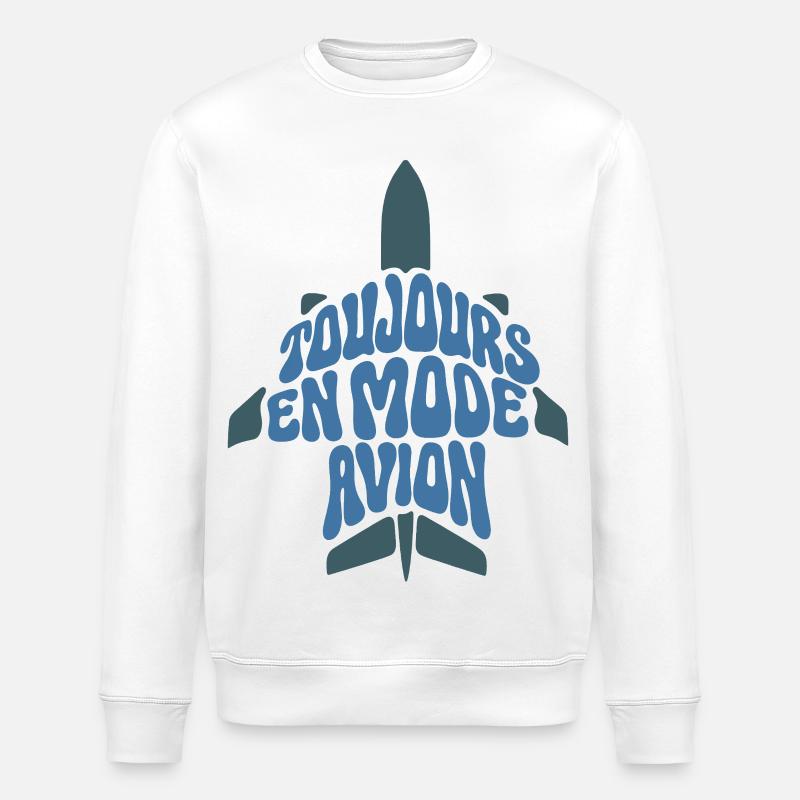 AIRPLANE MODE - let's talk - Stanley/Stella ROLLER Unisex Organic Sweatshirt - white