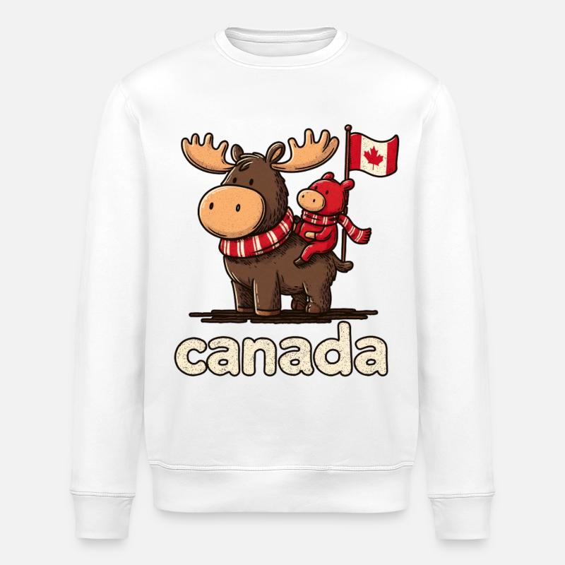 Canada mosses with a small companion - Stanley/Stella ROLLER Unisex Organic Sweatshirt - white