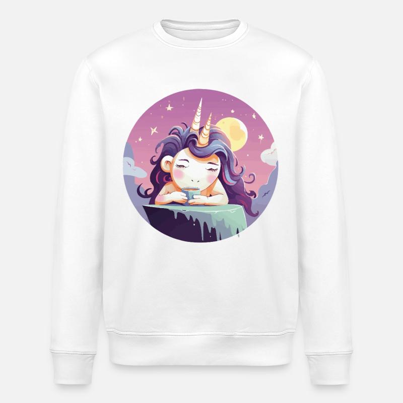 Mondtee Einhorn am Abend - Stanley/Stella Unisex Bio-Sweatshirt ROLLER - Weiß
