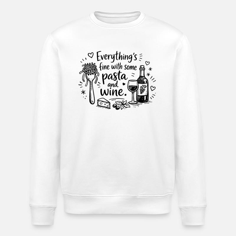 Everything’s Fine With Pasta And Wine - Stanley/Stella Unisex Bio-Sweatshirt ROLLER - Weiß