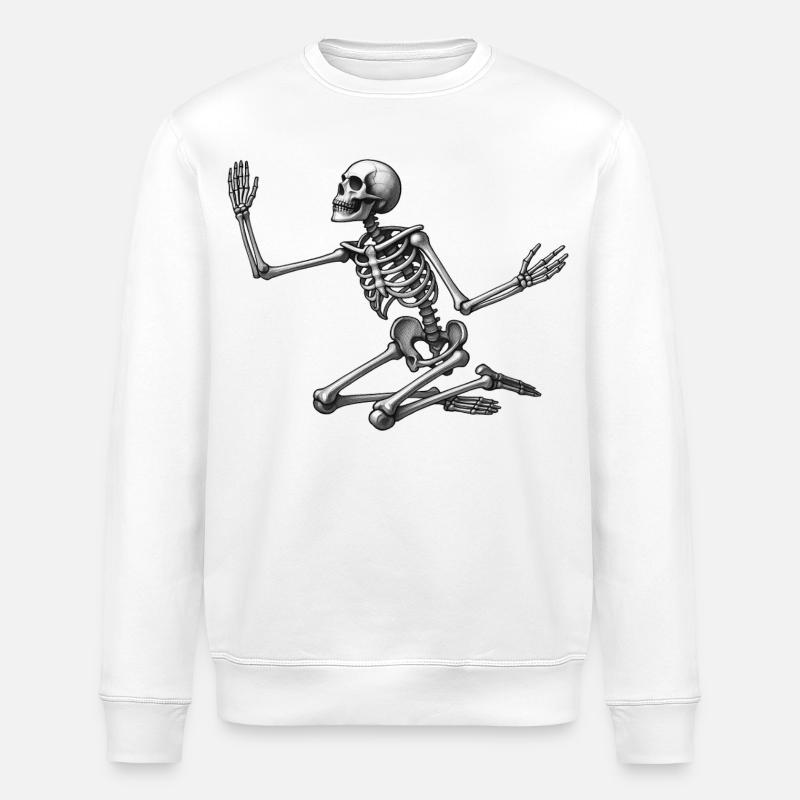 KNEELING SKELETON - black & white - Sweat bio ROLLER Stanley/Stella Unisexe - blanc