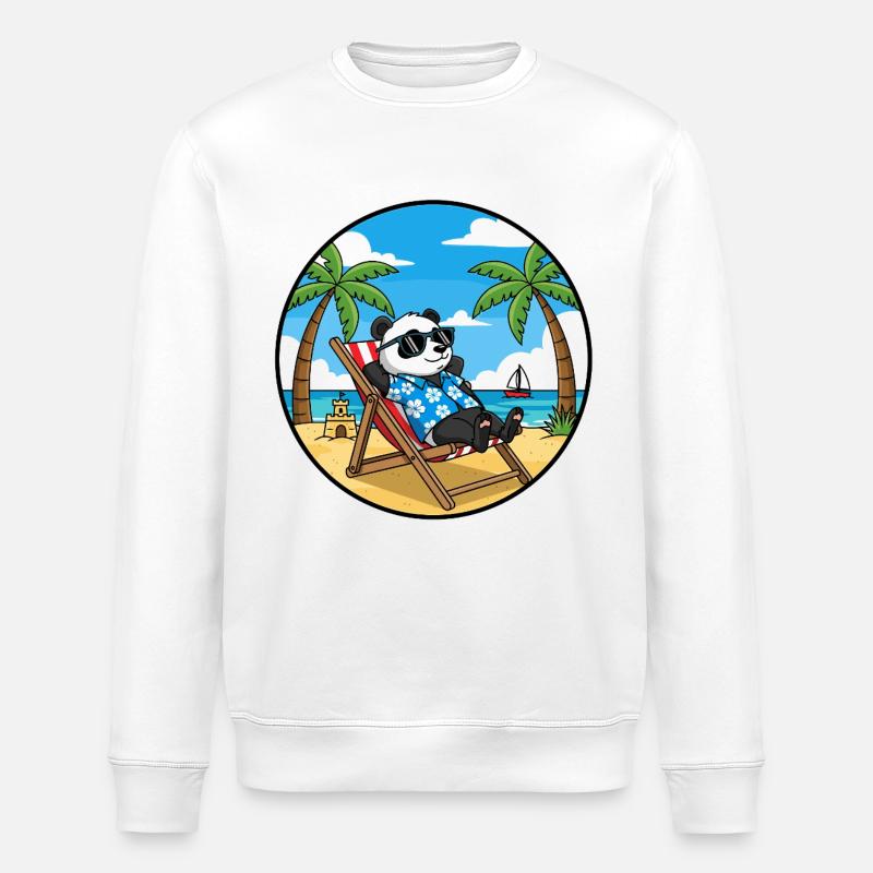 Coole Panda Beach Vacation Summer Vibes - Stanley/Stella Unisex Bio-Sweatshirt ROLLER - Weiß