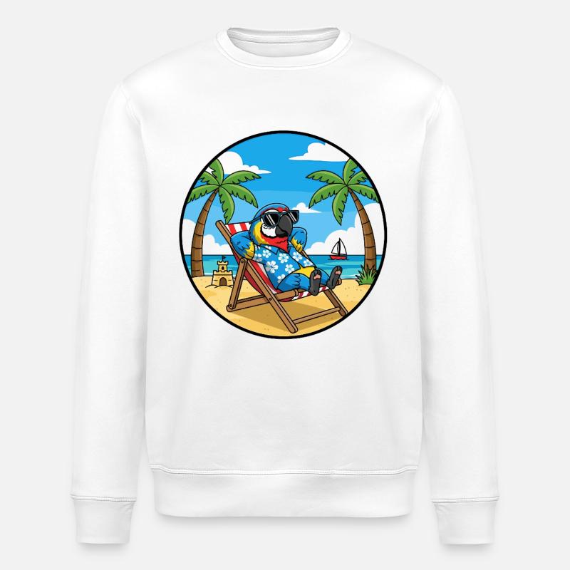 Cool Parrot Beach Vacation Summer Vibes - Stanley/Stella Unisex Bio-Sweatshirt ROLLER - Weiß