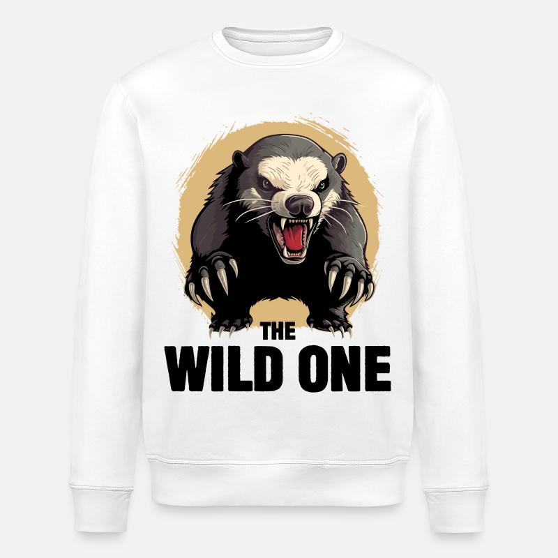 Honigdachs, der Wilde, - Stanley/Stella Unisex Bio-Sweatshirt ROLLER - Weiß