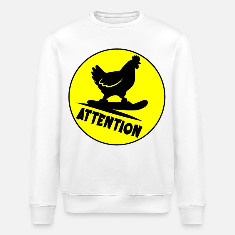 Kinder-Snowboard-Aufmerksamkeitshähnchen - Stanley/Stella Unisex Bio-Sweatshirt ROLLER - Weiß