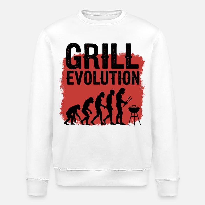 Grill Evolution Funny Grill Master Saying - Stanley/Stella ROLLER Unisex Organic Sweatshirt - white