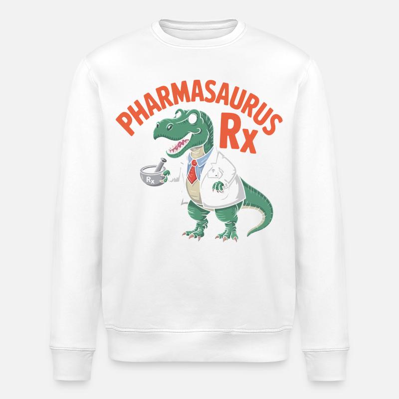 PharmaSaurus RX Doktoralligator - Stanley/Stella Unisex Bio-Sweatshirt ROLLER - Weiß