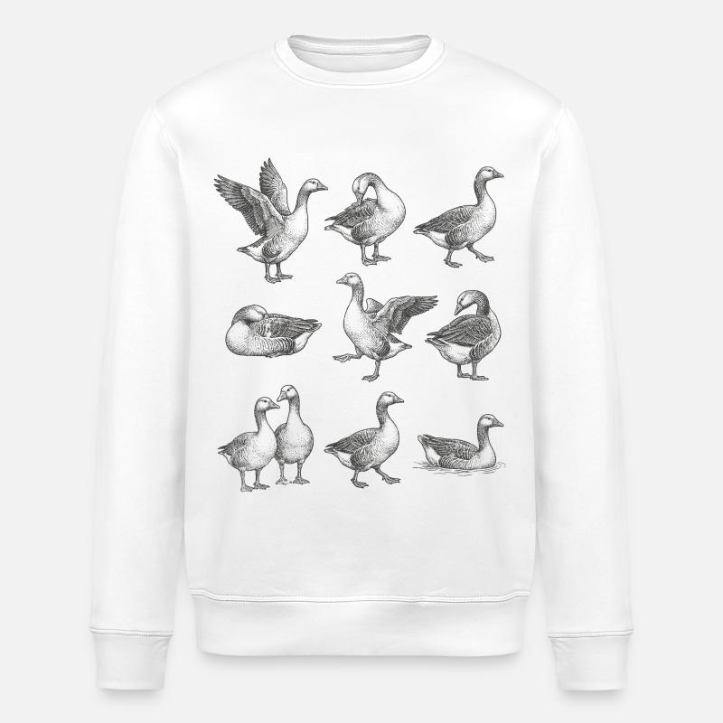 Graue Gänse Silhouetten Muster - Stanley/Stella Unisex Bio-Sweatshirt ROLLER - Weiß