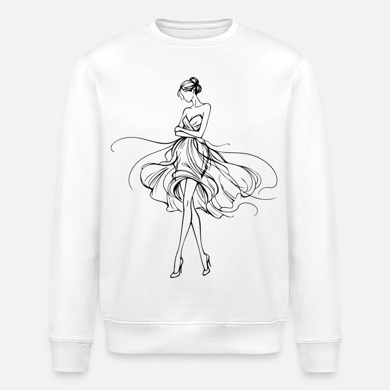 Silhouette in einem fließenden Kleid - Stanley/Stella Unisex Bio-Sweatshirt ROLLER - Weiß