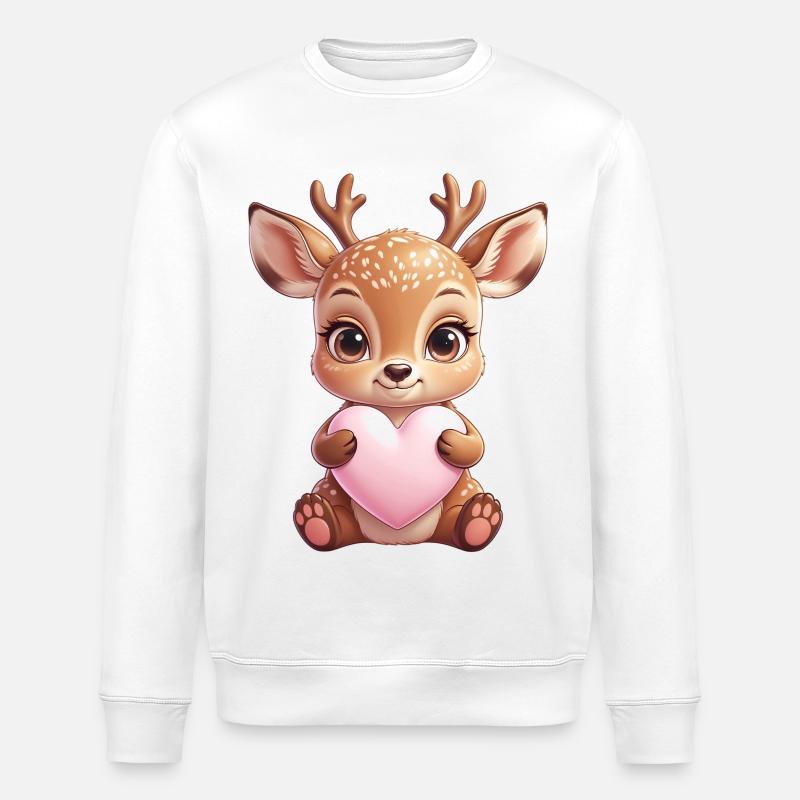 Kleines Rehkitz mit Herz - Stanley/Stella Unisex Bio-Sweatshirt ROLLER - Weiß