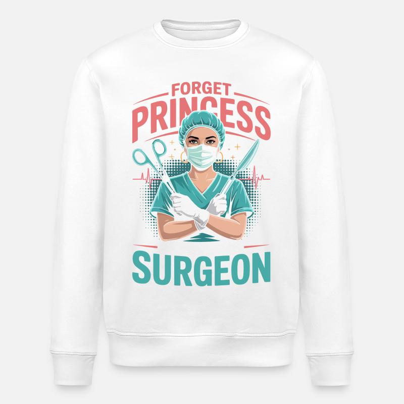 Médecin combatif : Pas une princesse - Sweat bio ROLLER Stanley/Stella Unisexe - blanc