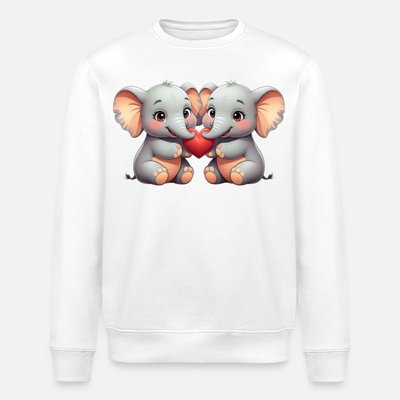Elefantenfreunde mit Herz - Stanley/Stella Unisex Bio-Sweatshirt ROLLER - Weiß