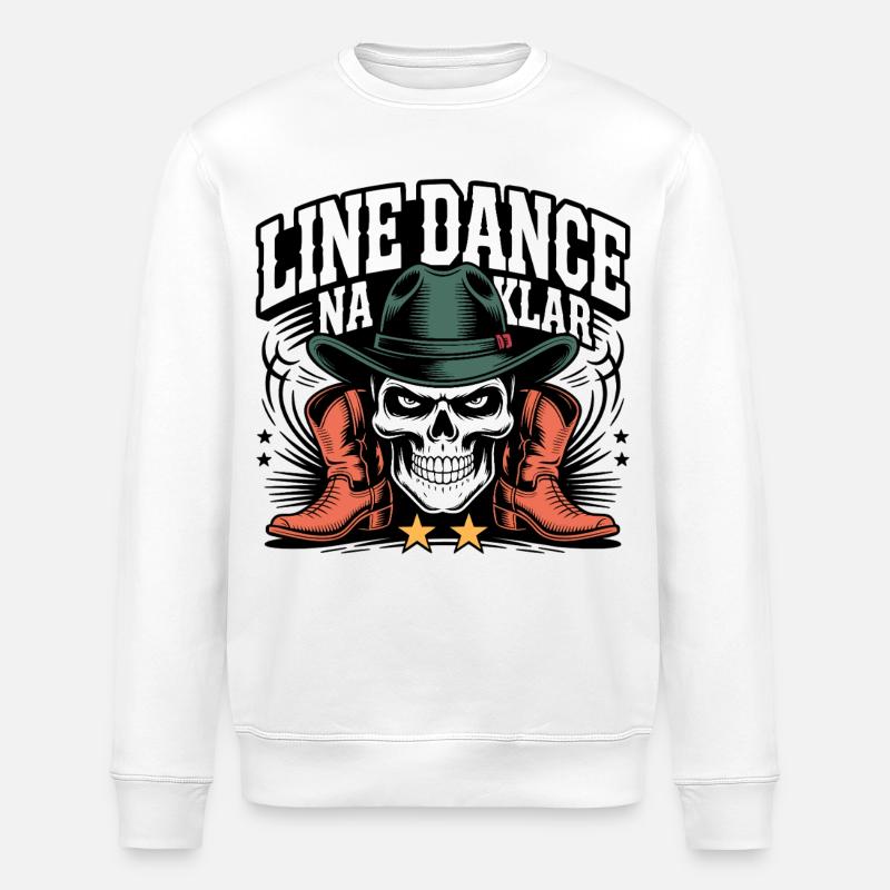 Skelett Cowboy Line Dance - Stanley/Stella Unisex Bio-Sweatshirt ROLLER - Weiß