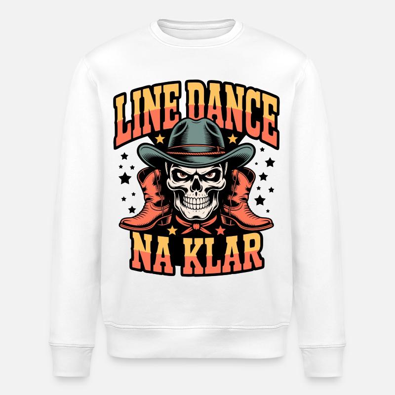Line Dance Skull Rodeo - Stanley/Stella ROLLER Unisex Organic Sweatshirt - white